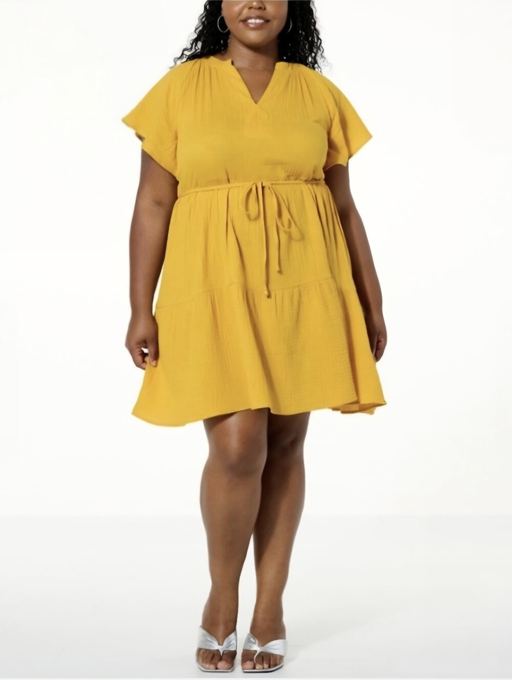 NWT 3x Gauze Flutter Sleeve Navy Dress - Picture 8 of 12